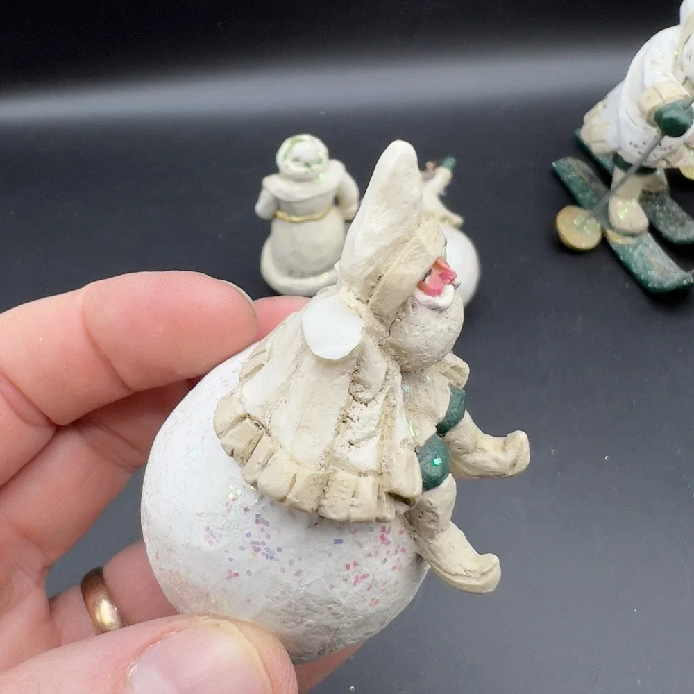 4 Pam Schifferl Winter White Woodland Santa Figurines Ornaments Midwest
